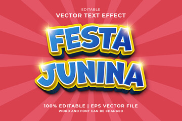 Editable text effect Festa Junina 3d Cartoon template style premium vector