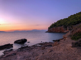 Fototapeta na wymiar Beautiful sunset at the seaside, Greece