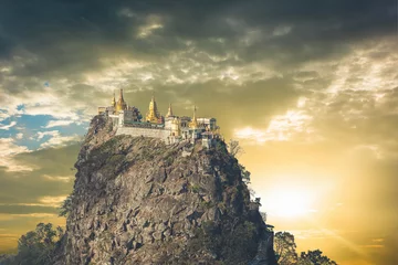 Poster Temple near Mt. Popa in Myanmar at sunrise © Fyle