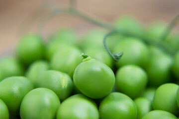 fresh green peas with macro shot