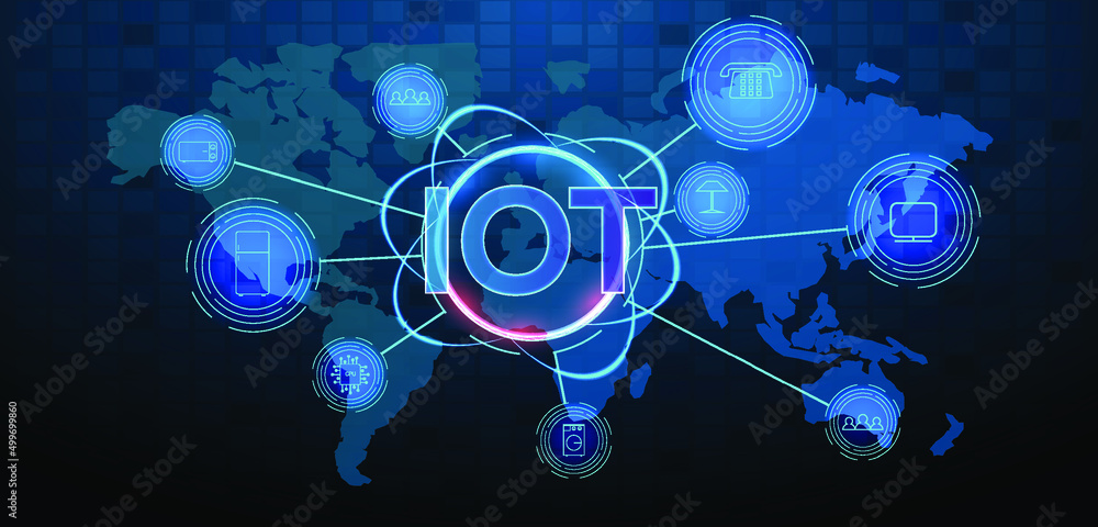 Poster smart city and iot concept. internet of things devices and connectivity concepts on a network. spide