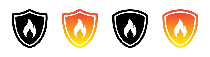 Fire Shield Icon. Fire Protection Set Icon. Fire Safety Icon, Vector Illustration