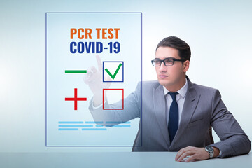 Concept of coronavirus covid-19 test with businessman