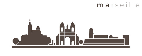 Obraz premium Marseille Simple Monochrome Stylish Skyline