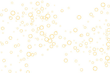 Golden air Bubbles, oxygen, champagne crystal clear isolated on white background modern design. Vector illustration of EPS 10.