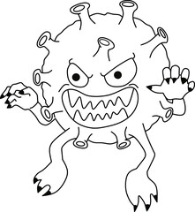 vector image of cartoon firus corona.