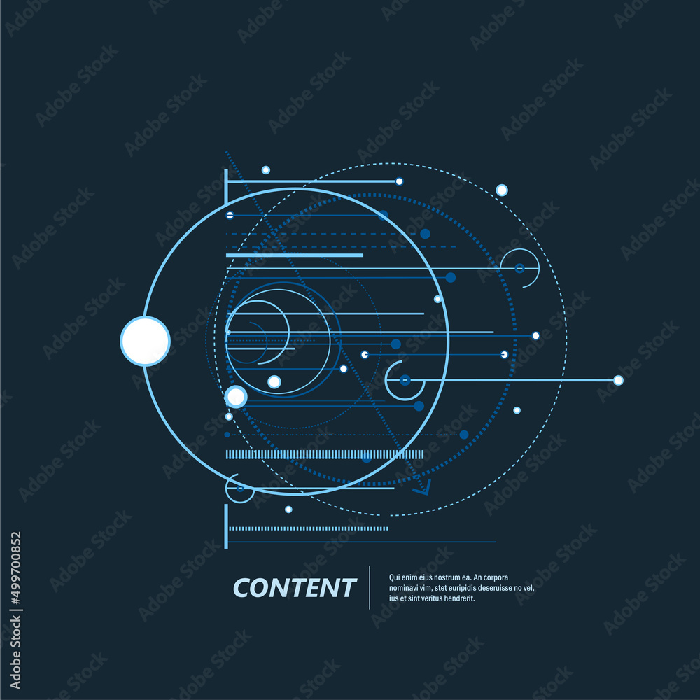 Poster vector circles design connection. graphic abstract technology background. lines connect pattern. dig