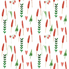 Summer plants and herbs seamless pattern. Endless hand-drawn backdrop for fabric, textile decor.