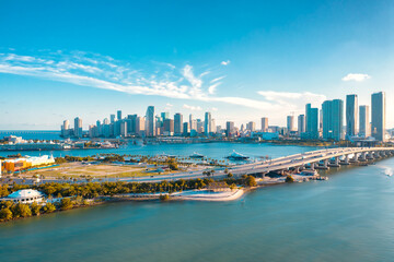 The iconic Downtown Miami skyline in Miami Florida - obrazy, fototapety, plakaty