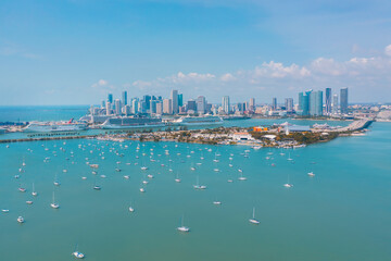 View of Downtown Miami skyline and Biscayne Bay