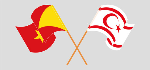 Crossed and waving flags of Tigray and Northern Cyprus