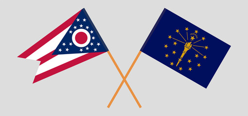 Crossed flags of the State of Ohio and the State of Indiana. Official colors. Correct proportion