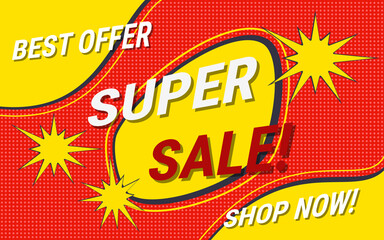 Super sale, discount banner vector design template