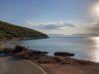 Beautiful sunset at the seaside, Greece