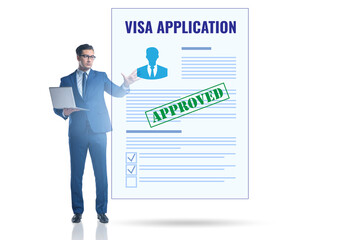 Visa application concept with businessman