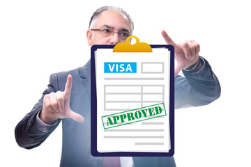 Visa application concept with businessman