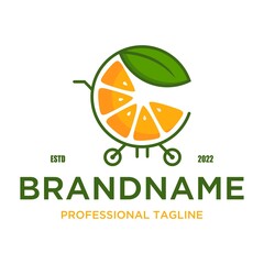 Orange Smile Logo Vector, Fresh Orange Fruit Slice of Lemon Lime Grapefruit Citrus with swirl letter C logo design