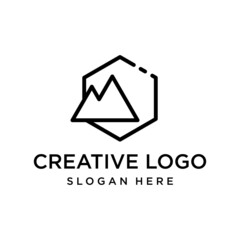 Vector graphic of abstract mountain logo design template