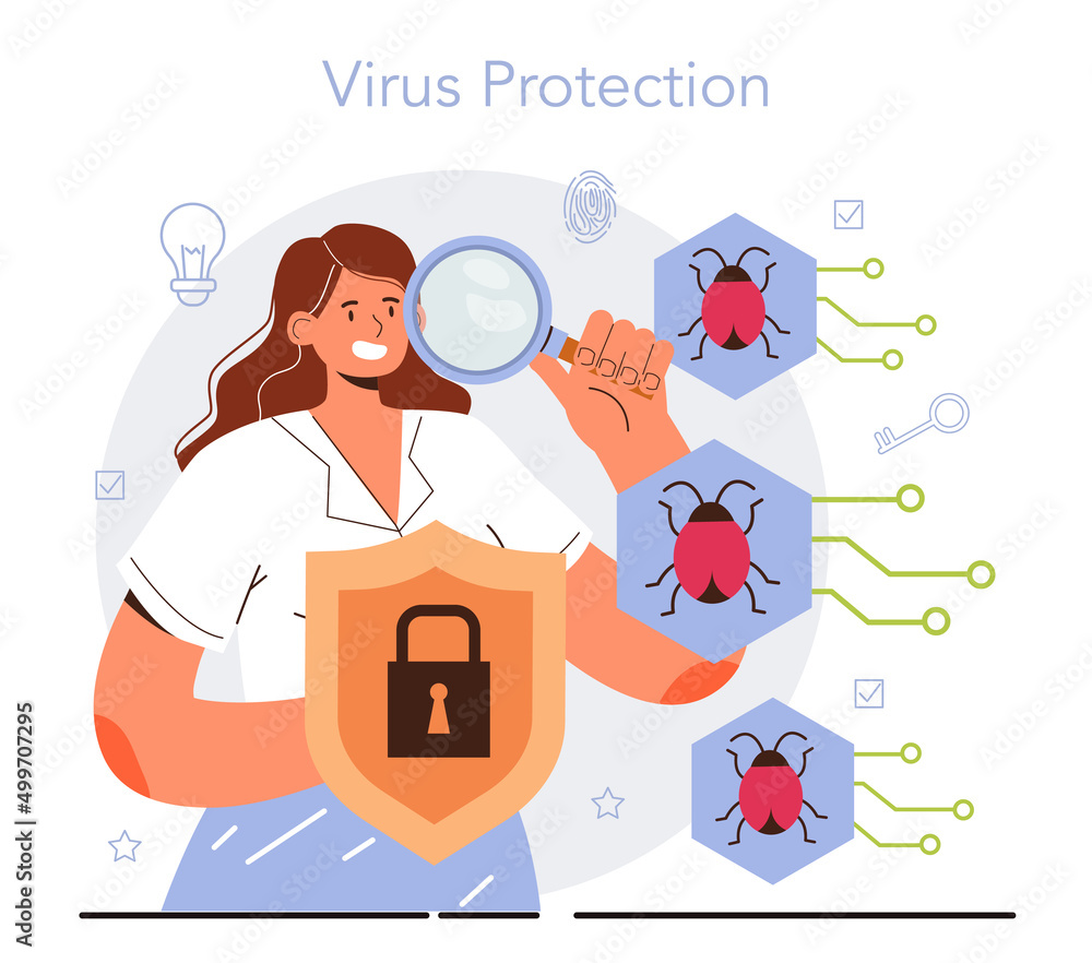 Poster cyber or web security specialist. digital data protection and database