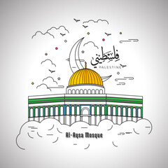 Al Aqsa Mosque In Line Art 