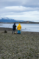 Fishing in the lake.