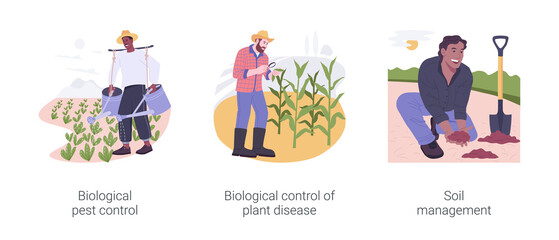 Organic farming industry isolated cartoon vector illustrations set.