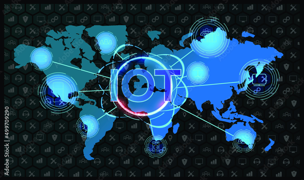 Poster smart city and iot concept. internet of things devices and connectivity concepts on a network. spide