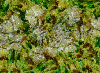 rough background with different shades of green with acrylic brush strokes marbled