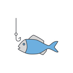 fishing hook icon in color icon, isolated on white background 