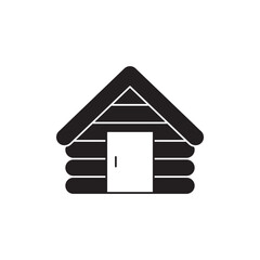 log cabin icon in black flat glyph, filled style isolated on white background