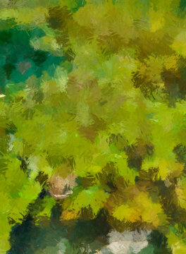 background with different shades of green stylized with acrylic crayons