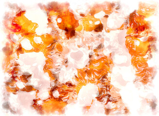 bright orange yellow liquid on white background acrylic watercolor soft marble expression fantasy