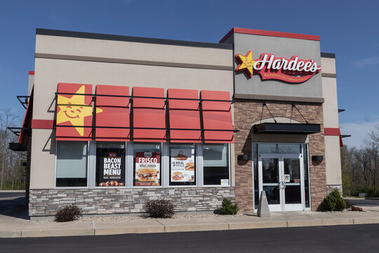 Hardee's fast food restaurant location. Hardee's is operated by CKE and the sister restaurant of Carl's Jr.