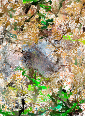 multi-colored acrylic splashes light green beige orange gray blue abstraction pattern