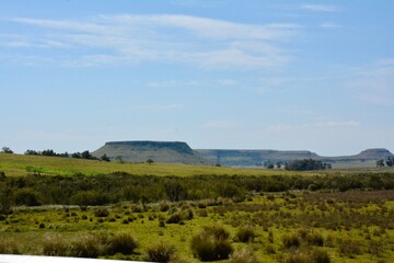 Fototapeta na wymiar Idyllic landscape of Cuchilla del Ombu, hills in Tacuarembo, north-central Uruguay