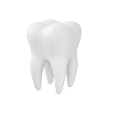 White clean healthy molar. Human tooth isolated. 3d illustration for dentistry.