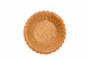 Empty tartlet (tarts, tart shells) isolated on the white background. Top view