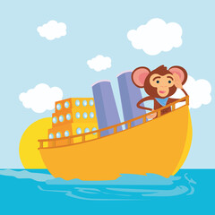 monkey on pirate steamboat