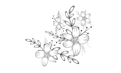 Coloring page | minimal botanical floral elements vector illustration.