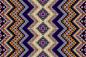 Ikat geometric abstract ethnic pattern design. Aztec fabric carpet mandala ornament ethnic chevron textile decoration wallpaper. Tribal boho native ethnic traditional embroidery vector background.