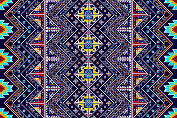 Ikat geometric abstract ethnic pattern design. Aztec fabric carpet mandala ornament ethnic chevron textile decoration wallpaper. Tribal boho native ethnic traditional embroidery vector background.