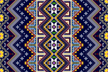 Ikat geometric abstract ethnic pattern design. Aztec fabric carpet mandala ornament ethnic chevron textile decoration wallpaper. Tribal boho native ethnic traditional embroidery vector background.