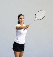 badminton player with racket	