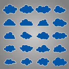Clouds silhouettes. Vector set of clouds shapes. Collection of various forms and contours. Design elements for the weather forecast, web interface or cloud storage applications
