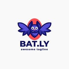 Vector Logo Illustration Bat Mascot Cartoon Style.
