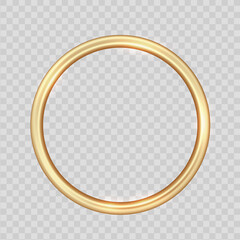 Golden geometric frame 3d object isolated on white transparent background