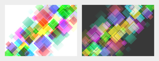 Fototapeta premium 虹色の正方形が並んだカラフルな抽象的な背景