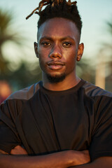 Looking that workout in the eye. Shot of a young man getting ready for his workout.