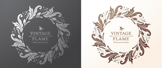 高級感のある豪華なあしらい。見出しや飾り罫のセット。デザイン素材。装飾素材。	
