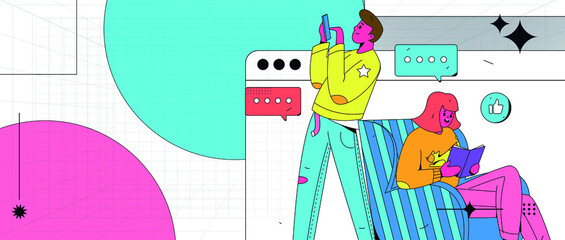 Virtual business concept business vector illustration
